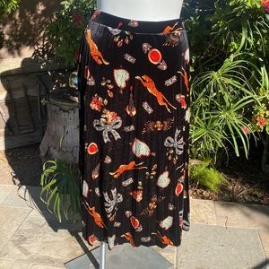 NWT Maeve Velvet Pleated Art Deco Patterned Skirt